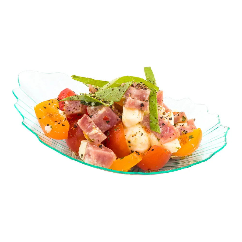 100 Seagreen Plastic 3.25" Mini Coquille Plates and 100 Silver Plastic 4" Mini Forks