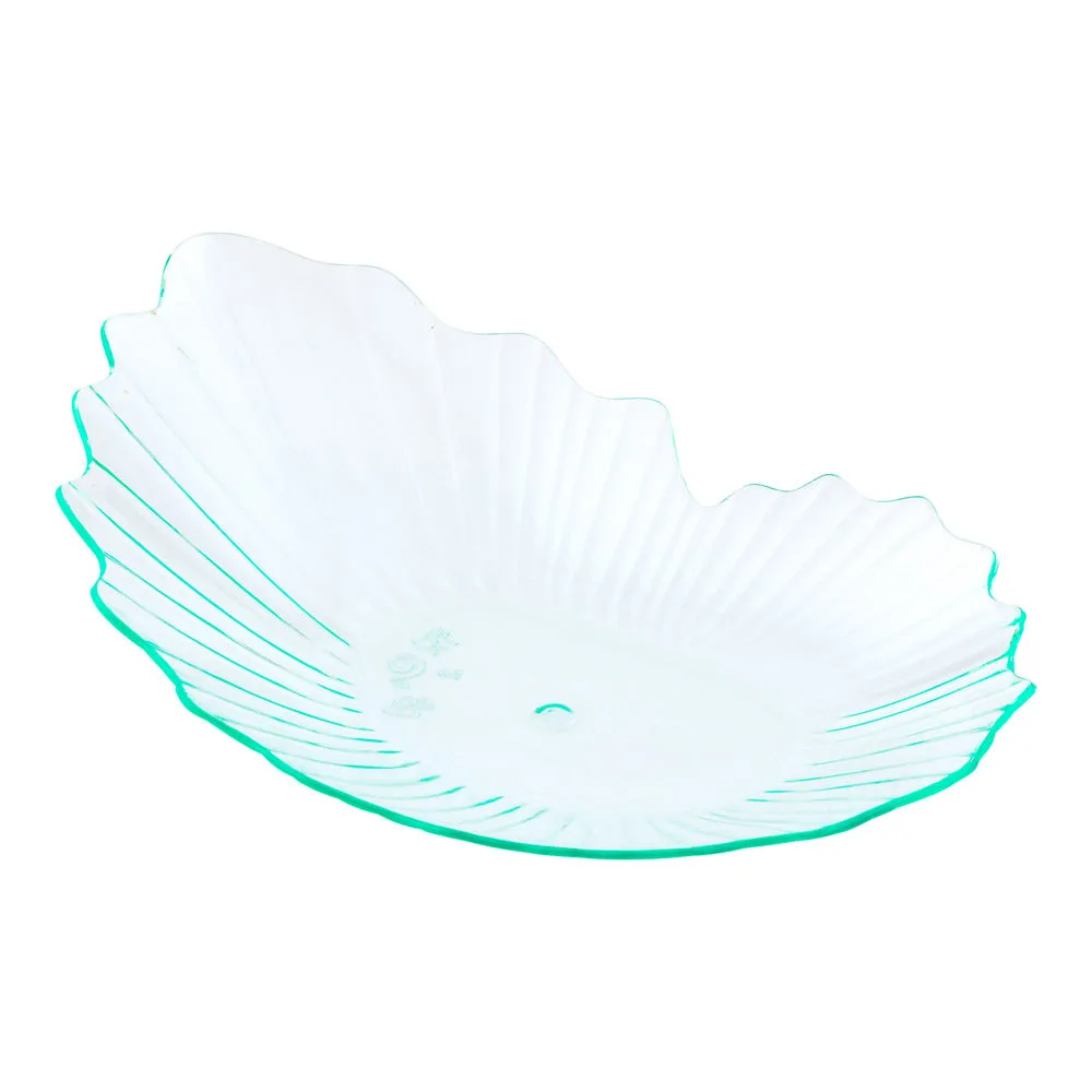 100 Seagreen Plastic 3.25" Mini Coquille Plates and 100 Silver Plastic 4" Mini Forks