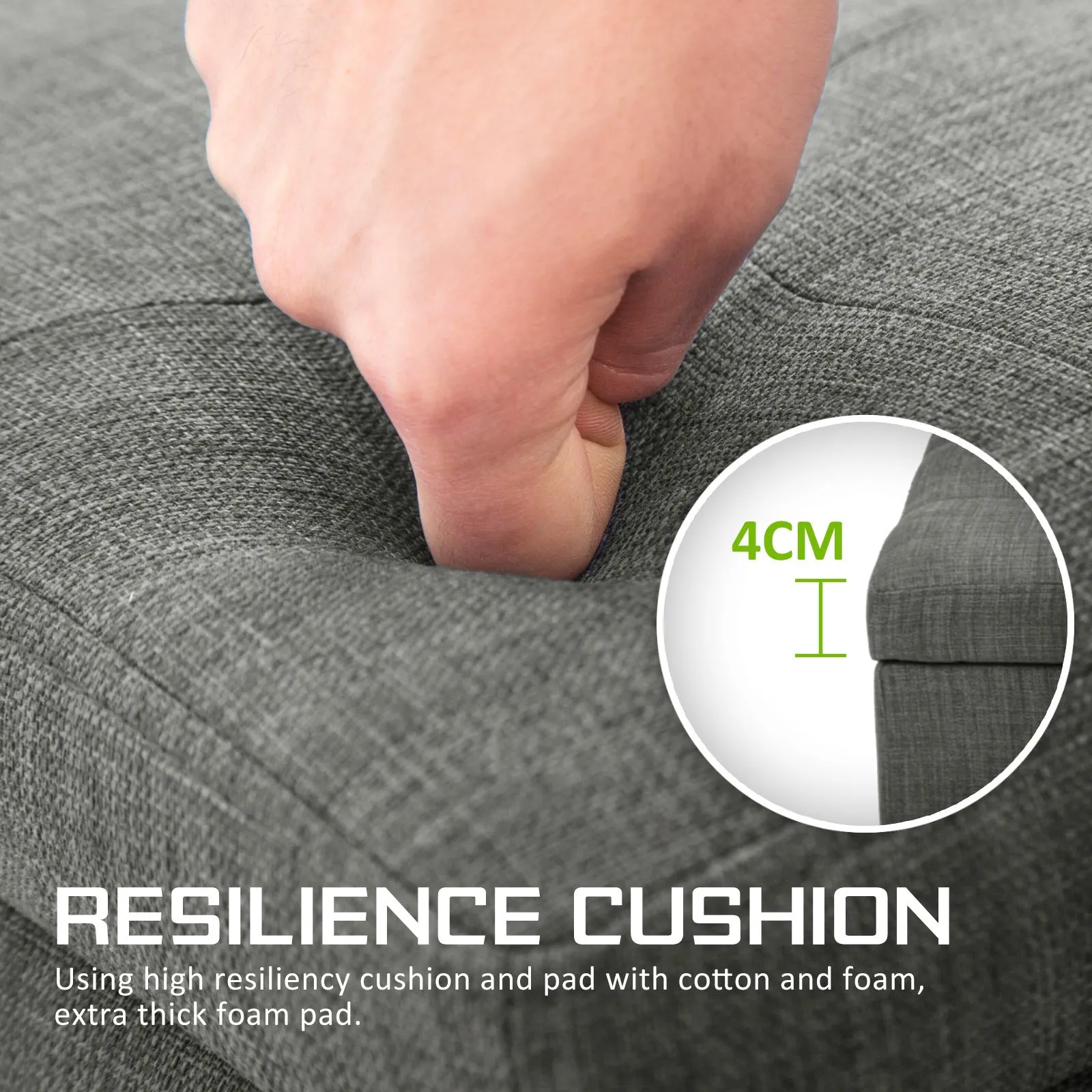 102cm Storage Ottoman Stool Fabric - Dark Grey