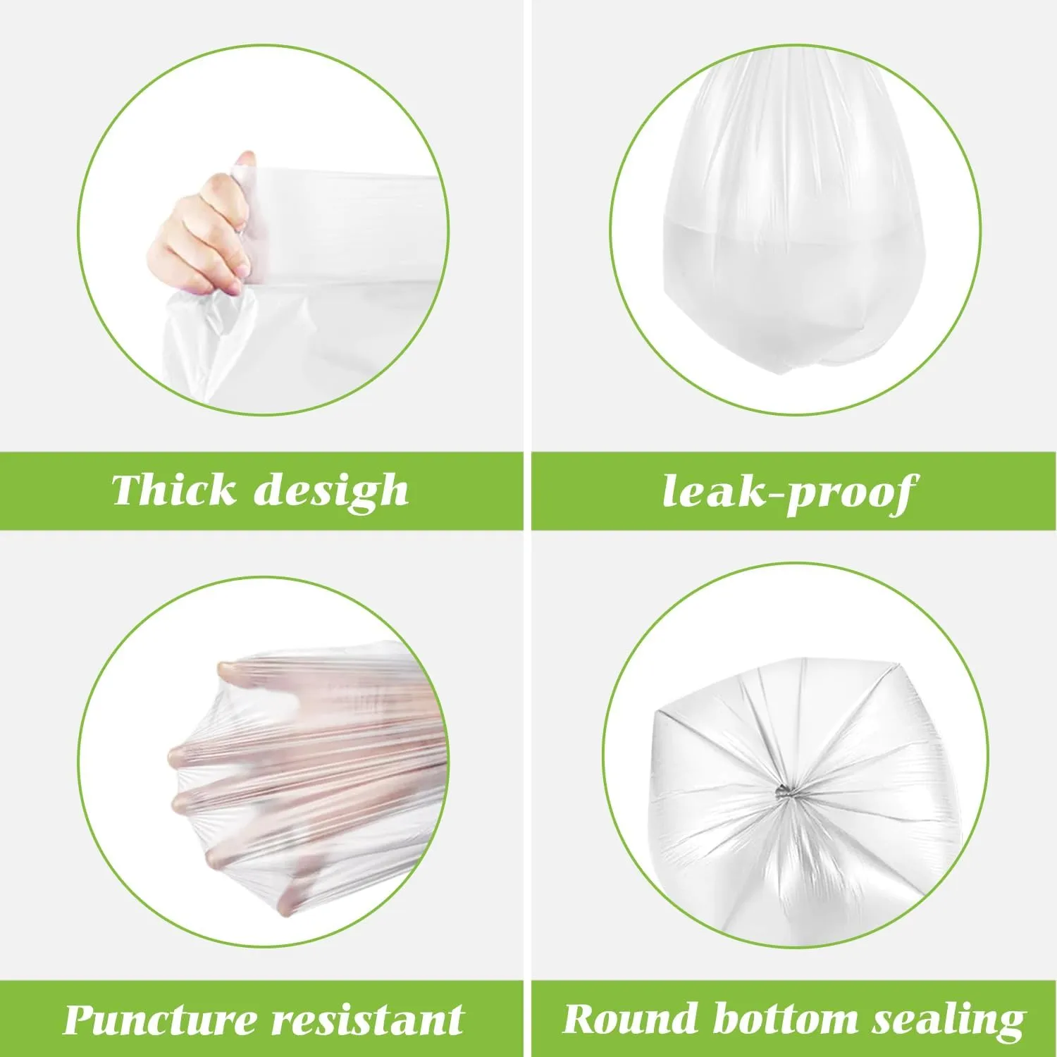 15 Gallon 100 Counts Strong Tall Kitchen Trash Bags,Fit 13,15,16,18 Gal,Garbage Bags by Teivio, Bin Liners, Plastic Bags for home Office,Clear for Bathroom,Industrial, Commercial, Janitorial, Clear