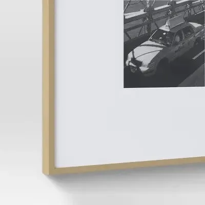 19.4" x 22.4" Matted to 11" x 14" Thin Gallery Oversized Image Frame Brass - Project 62
