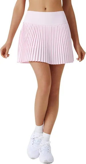 2 in 1 Tennis Skorts for Women Pleated Athletic Skirts with Shorts Pockets High Waist Running Workout Golf Skirt