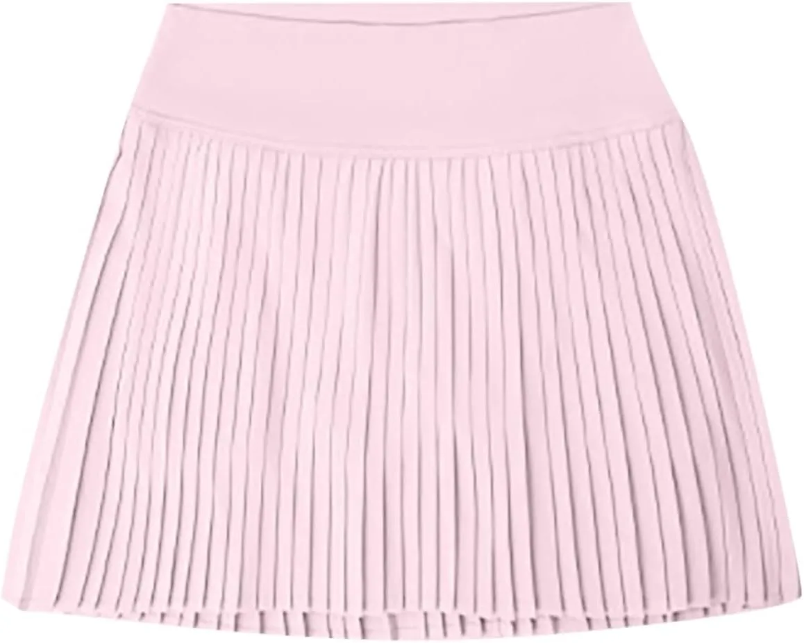 2 in 1 Tennis Skorts for Women Pleated Athletic Skirts with Shorts Pockets High Waist Running Workout Golf Skirt