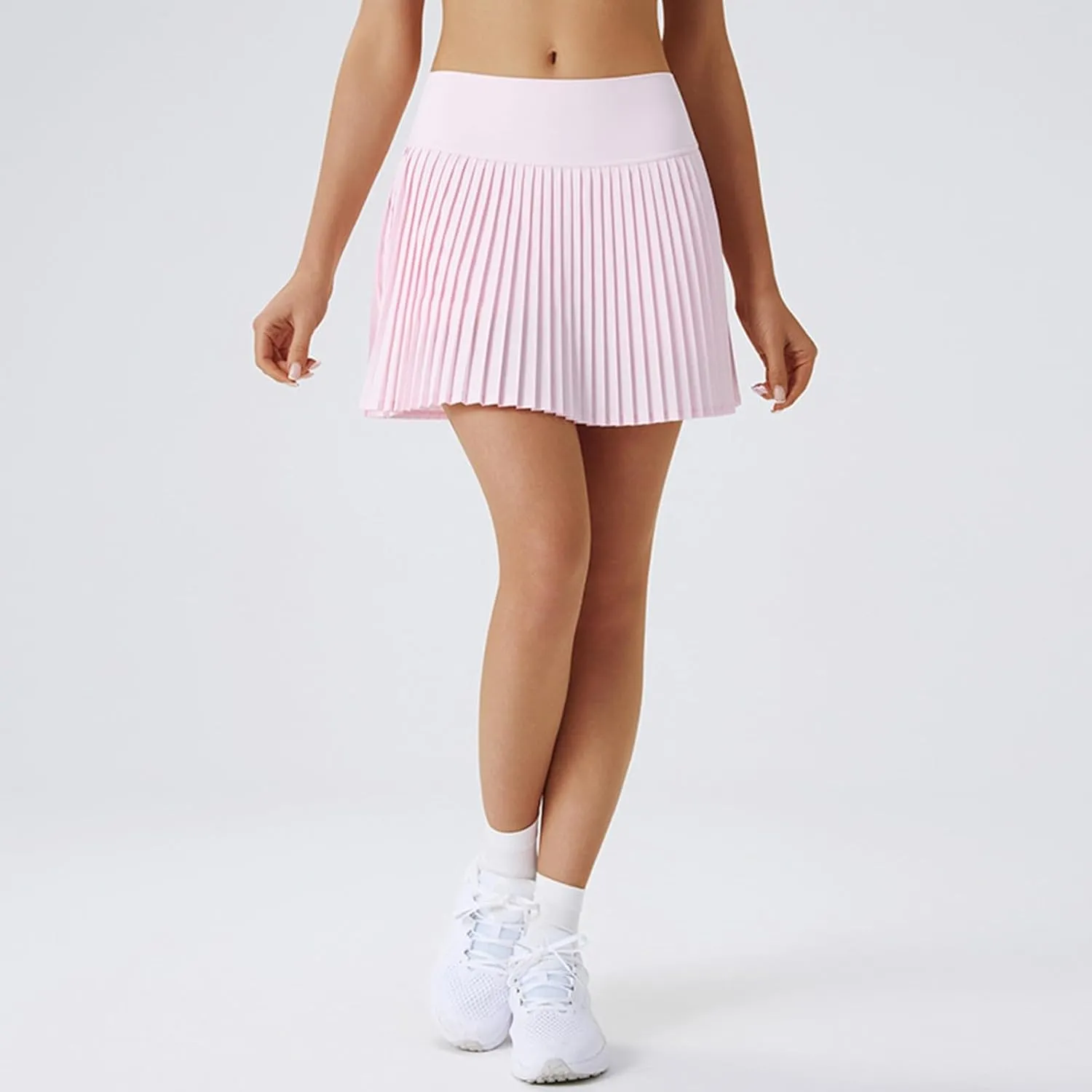2 in 1 Tennis Skorts for Women Pleated Athletic Skirts with Shorts Pockets High Waist Running Workout Golf Skirt