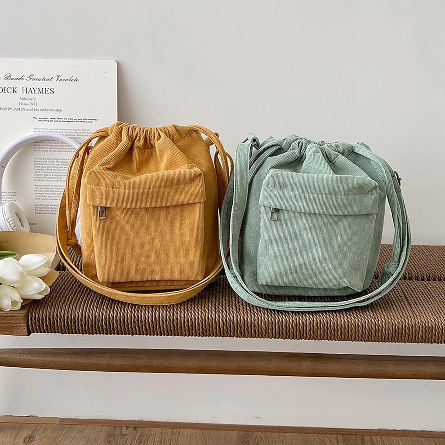 2025 New Women Bag Middle Shoulder Bag Korean Style Drawstring Bucket Bags Casual Light Youth Crossbody Bags Whole Sale
