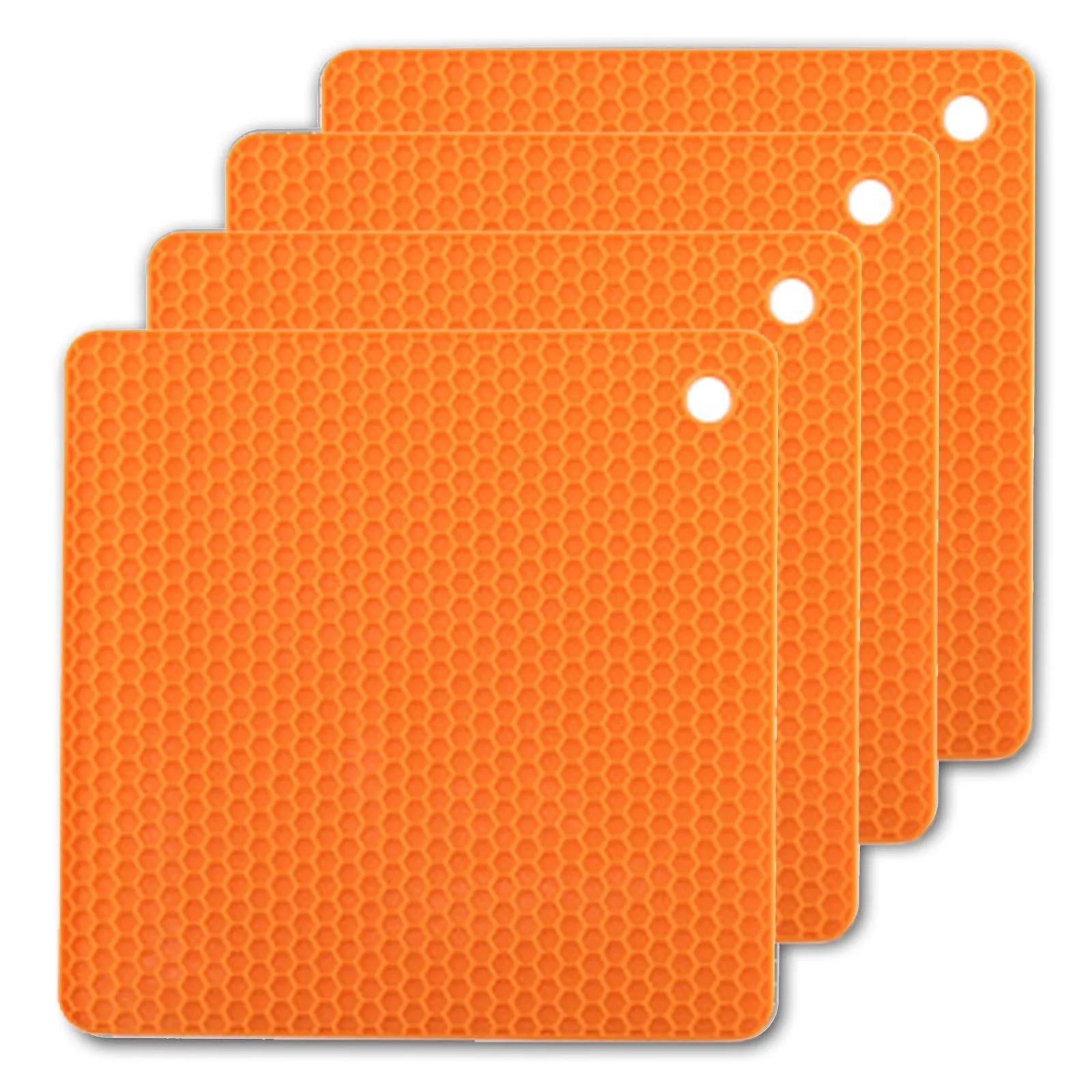 4-Pack Multi-Purpose Silicone Insulation Mat | Heat-Resistant Dishes Pads (Orange)