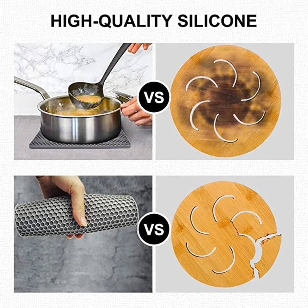 4-Pack Multi-Purpose Silicone Insulation Mat | Heat-Resistant Dishes Pads (Orange)