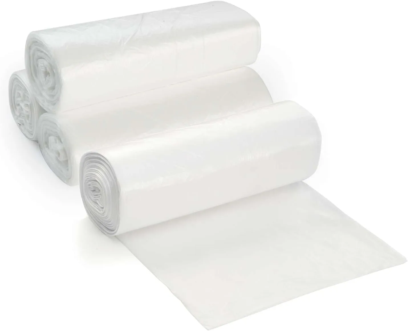 7-10 Gallon Clear Garbage Can Liners, 250 Count - Small - Medium Trash Can Liners - High Density, Thin, Lightweight, 8 Microns - For Office, Home, Hospital Wastebaskets - 5 Coreless Rolls