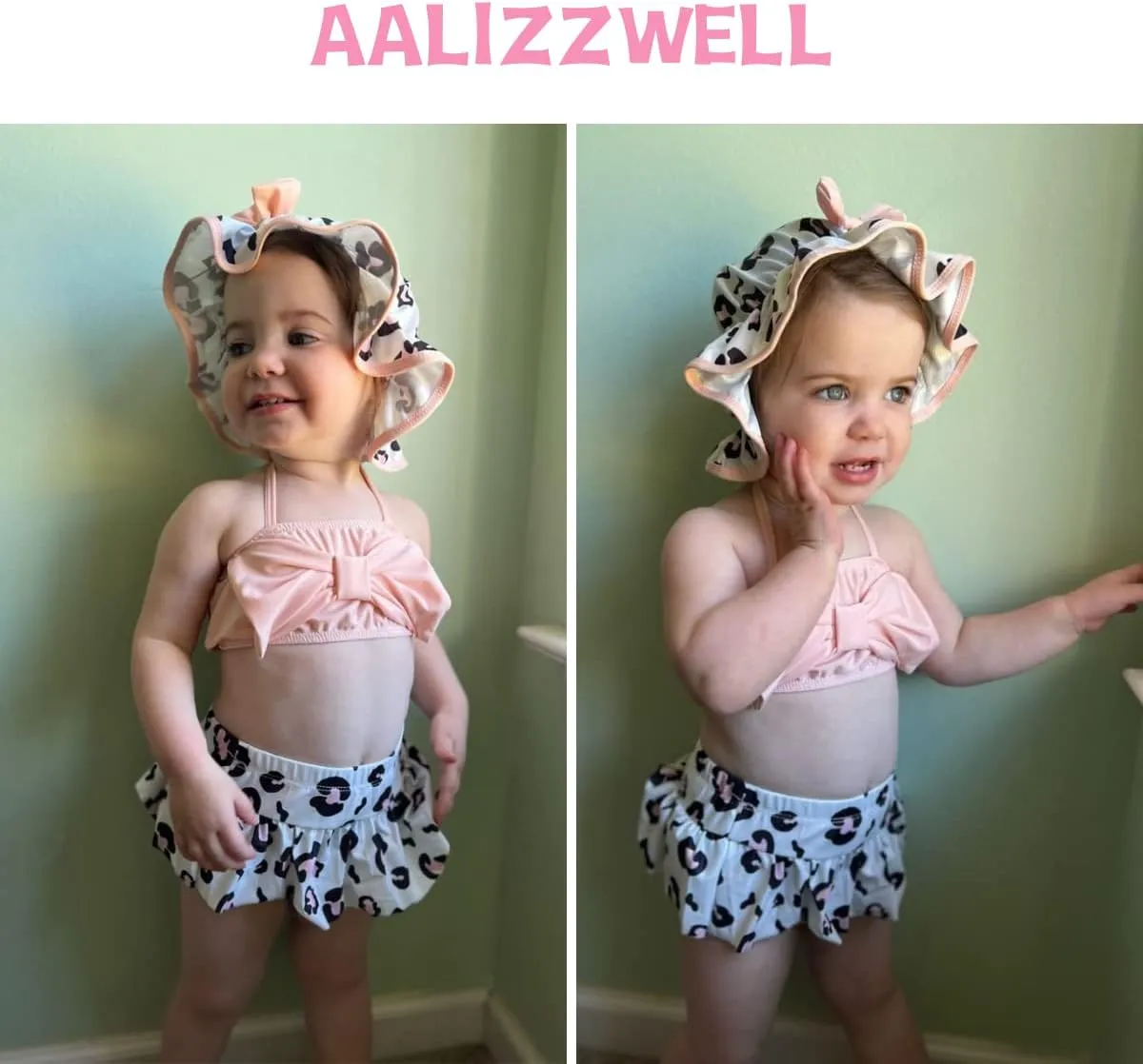 Aalizzwell Baby Girl 2-Piece Bikini Swimsuit with Hat