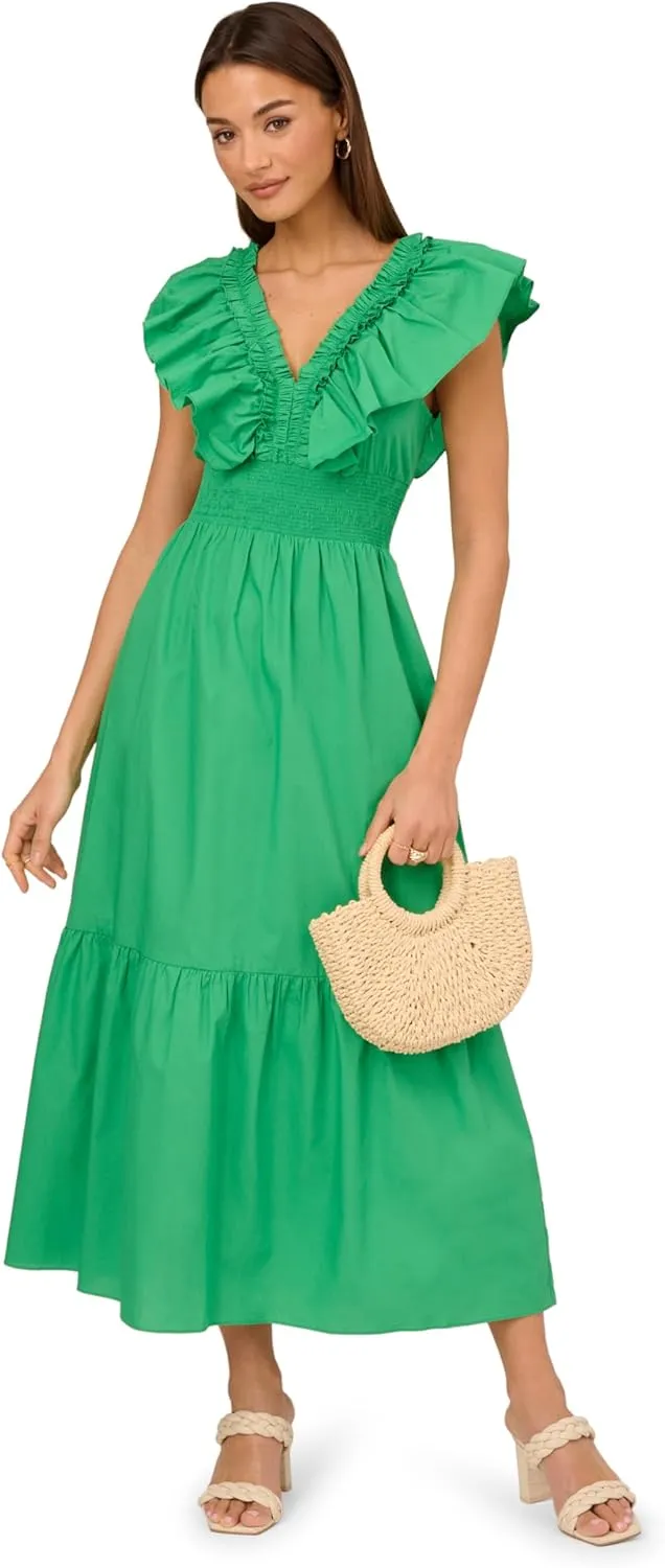 Adrianna Papell Women's Ruffle Front Maxi Dress