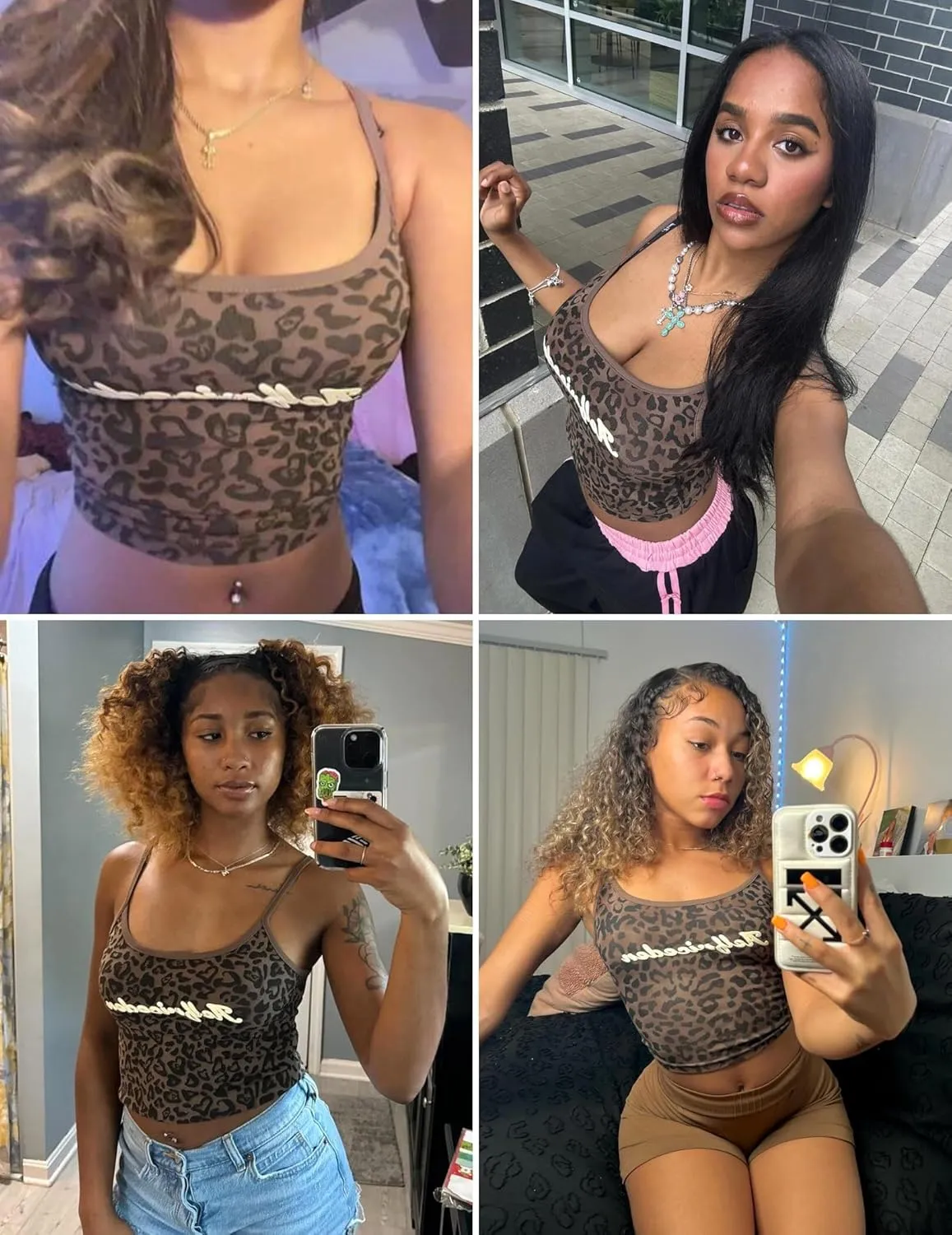 Aelfric Eden Women Halter Tank Tops Leopard Print Cami Top Crop Camisole Y2k Trendy Going Out Tops