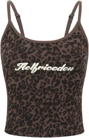Aelfric Eden Women Halter Tank Tops Leopard Print Cami Top Crop Camisole Y2k Trendy Going Out Tops