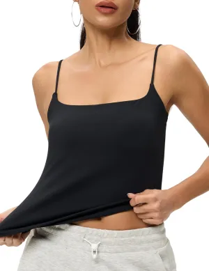AJISAI 2025 Womens Camisole Tops Spaghetti Strap Tank Top Double Lined Adjustable Summer Crop Tops