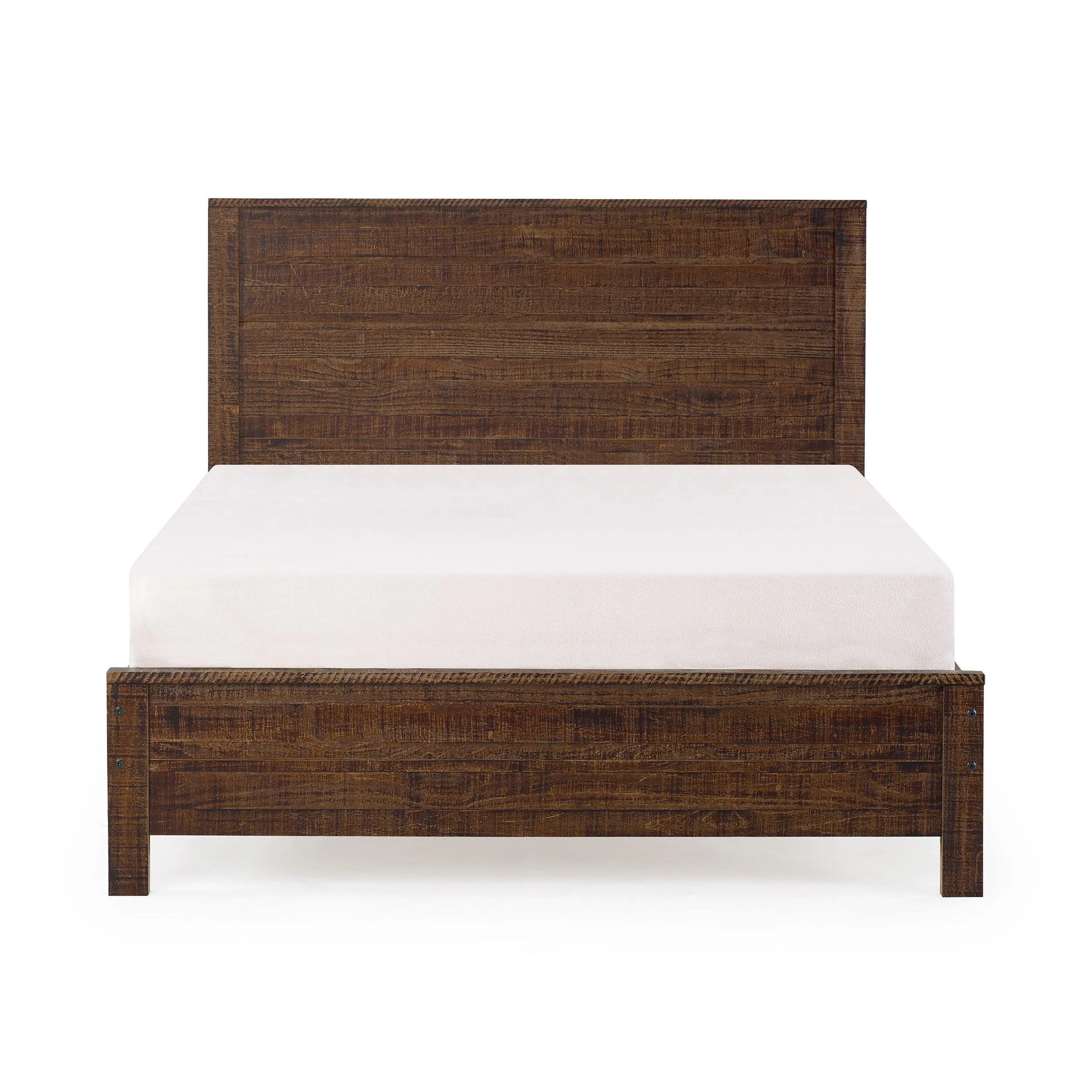Albany Solid Wood Twin Bed Frame with Headboard, Heavy Duty Modern Rustic, Box Spring Needed