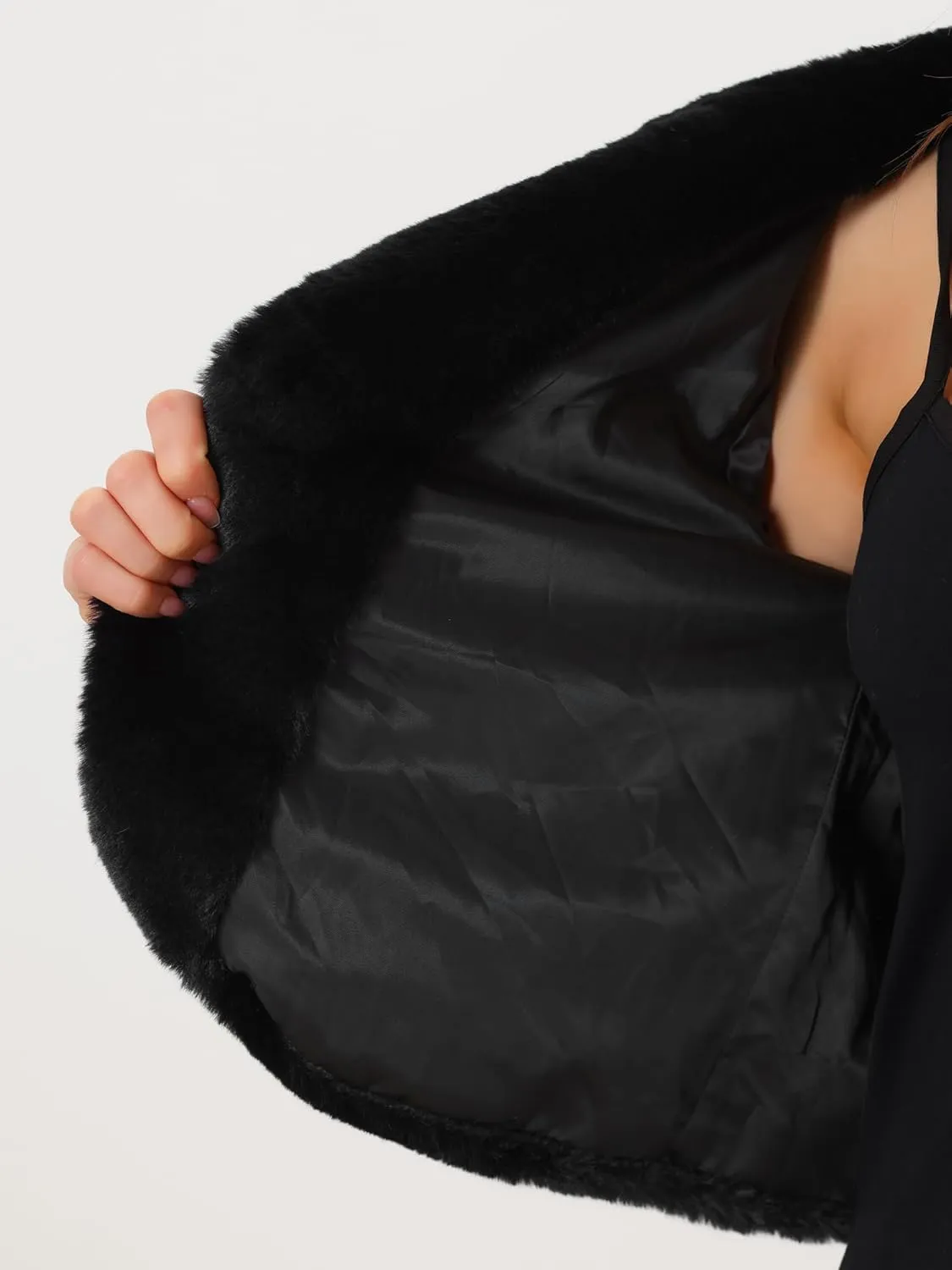 Allegra K Formal Bolero Shrug for Women's Cropped Faux Fur Jacket for Wedding Dresses