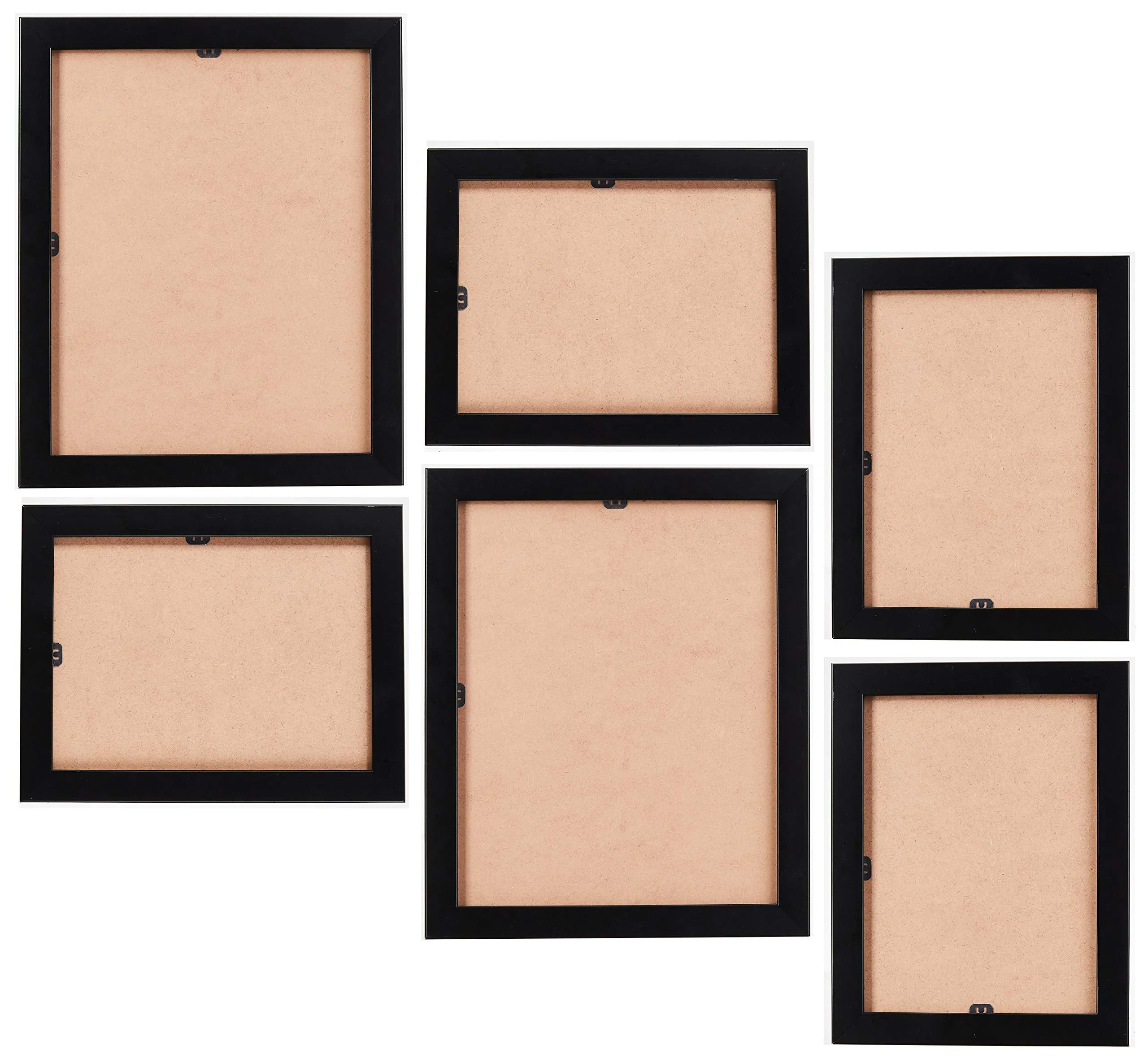 Amazon Brand - Solimo Collage Photo Frames, Set of 6 (4pcs - 6x8 inch, 2pcs - 8x10 inch), Black