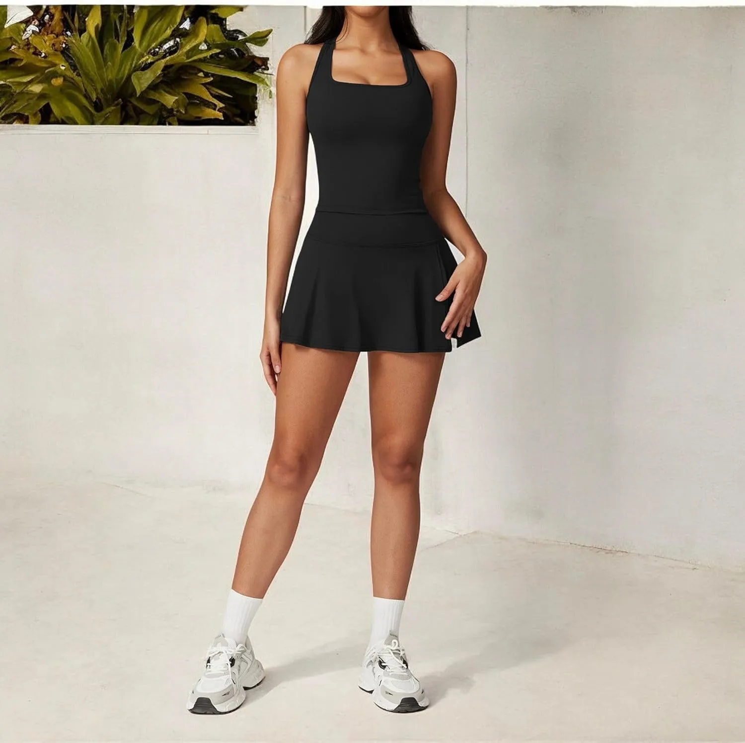 Anna-Kaci Women's Flare Athletic Skort with Built-in Shorts High Waist