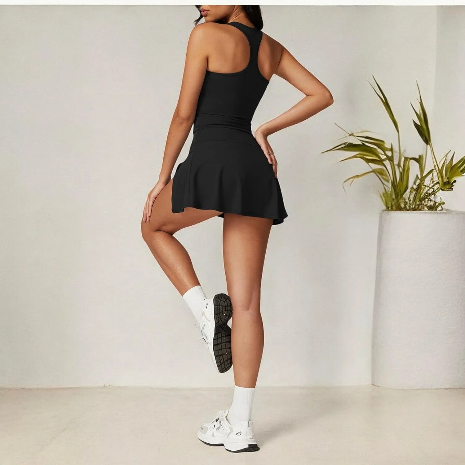 Anna-Kaci Women's Flare Athletic Skort with Built-in Shorts High Waist