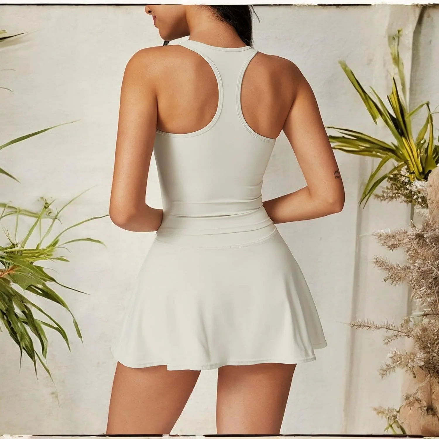 Anna-Kaci Women's Flare Athletic Skort with Built-in Shorts High Waist