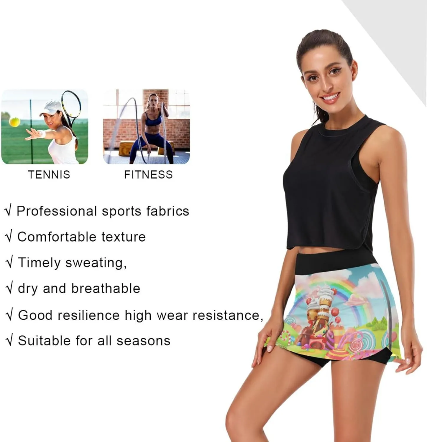 Ant with Leaf Women's Active Performance Skort Lightweight Skirt for Running Tennis Golf Workout Sports