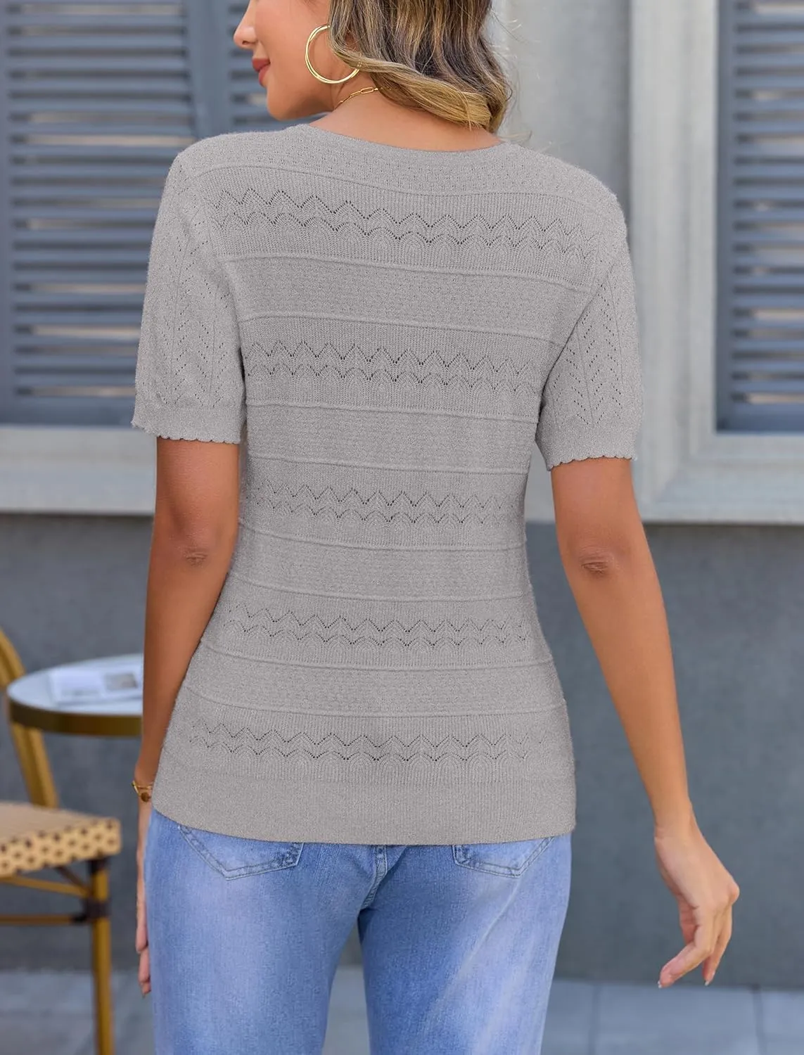 Arolina 2025 Short Sleeve Sweater for Women Lightweight Summer Pullover Sweaters Casual Work Crochet Knit Tops