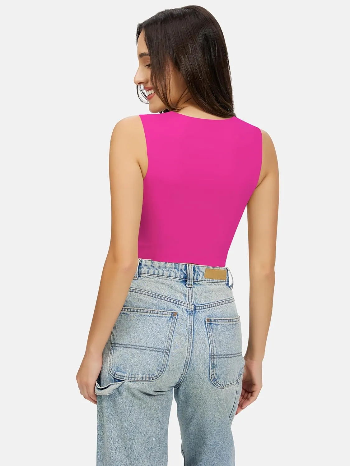 Artdear Women's Square Neck Tank Top - Double Lined Sleeveless Basic Crop Tops Air Touch Fabric