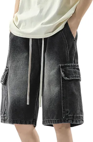 Baggy Jean Shorts for Men Jorts Casual Loose Fit Long Denim Shorts Wide Leg Y2K Hip Hop Trendy Outfits