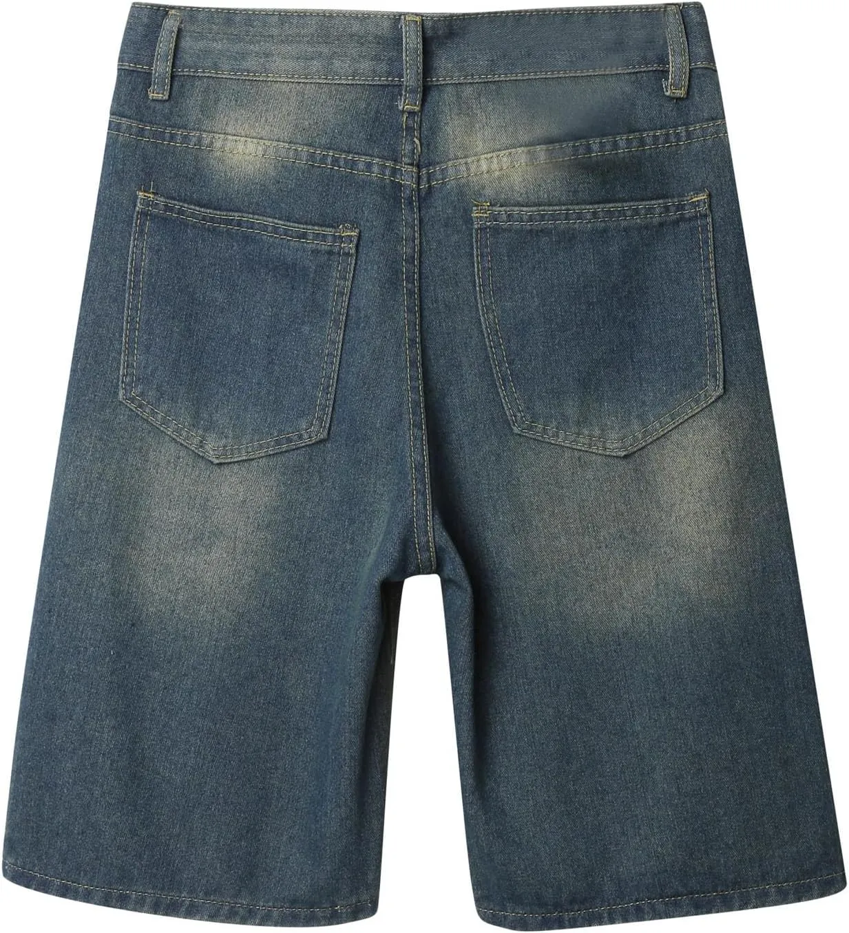 Baggy Jean Shorts for Men Summer Casual Loose Fit Hip Hop Long Denim Shorts with Pockets