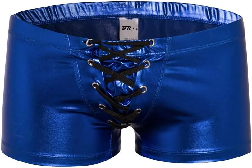 BaronHong Men's Drawstring Sexy Swim Underwear Briefs Shiny Board Shorts Stretchy Swimsuit Boyshorts