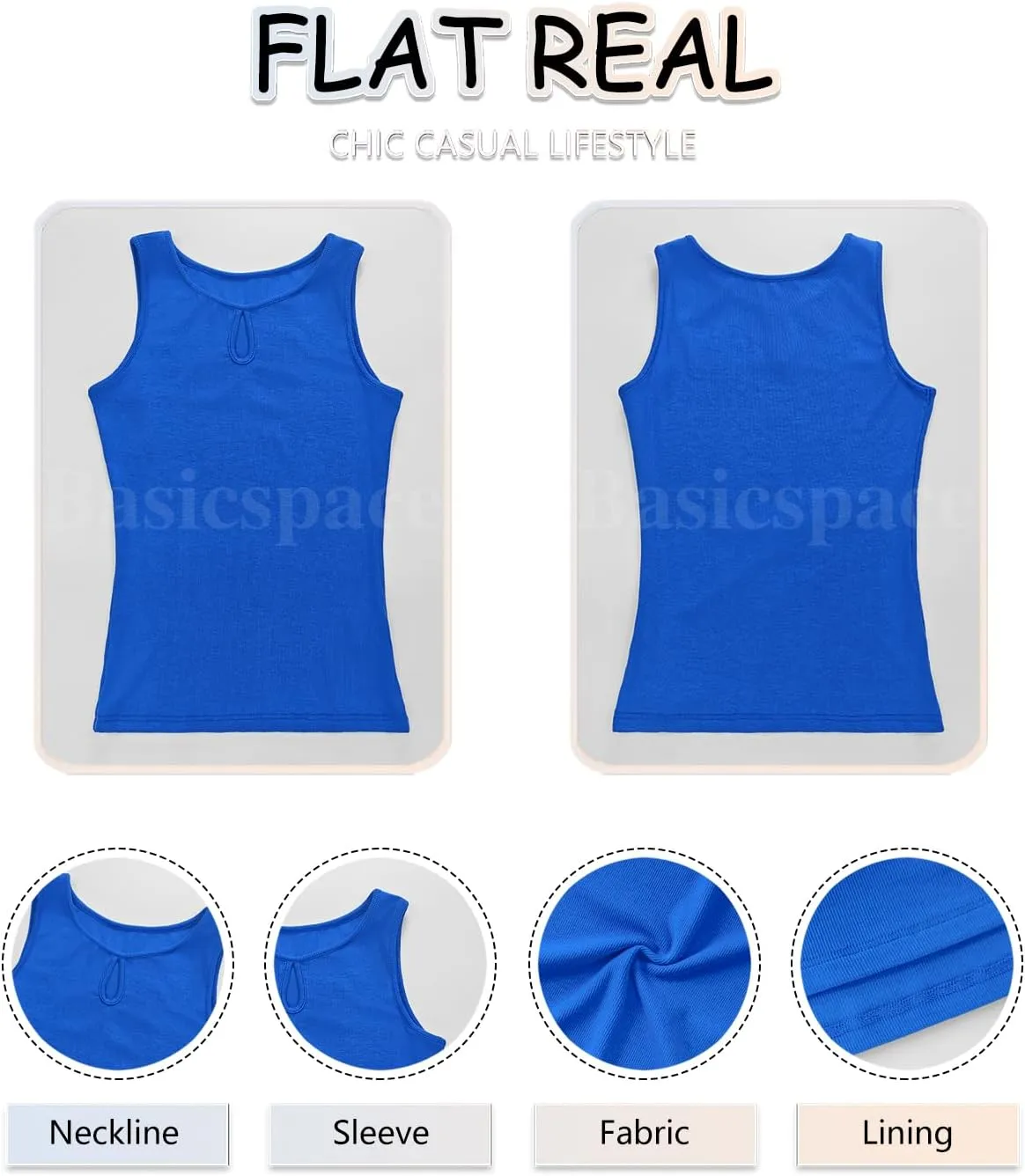 Basicspace Womens Sleeveless Tank Tops Cutout Neck Keyhole Slim Fitted Ribbed Knit Trendy Tight Tops