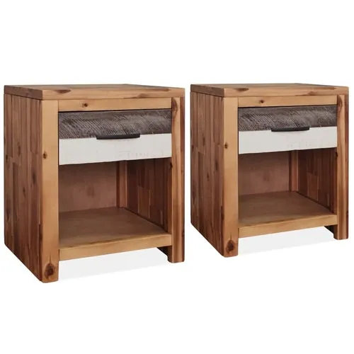 Bedside Table Solid Acacia Wood 15.7"x11.8"x18.9"