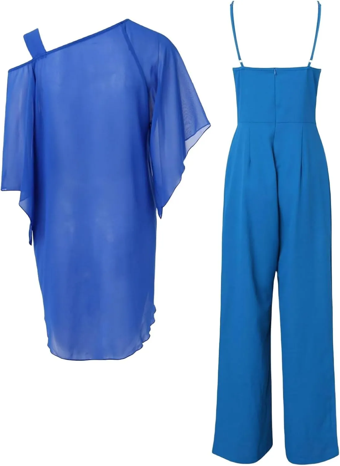 Bengbobar Women's Formal Pants Suits Chiffon Cocktail Pantsuits Guest Irregular Dressy Pantsuits for Wedding Evening Party
