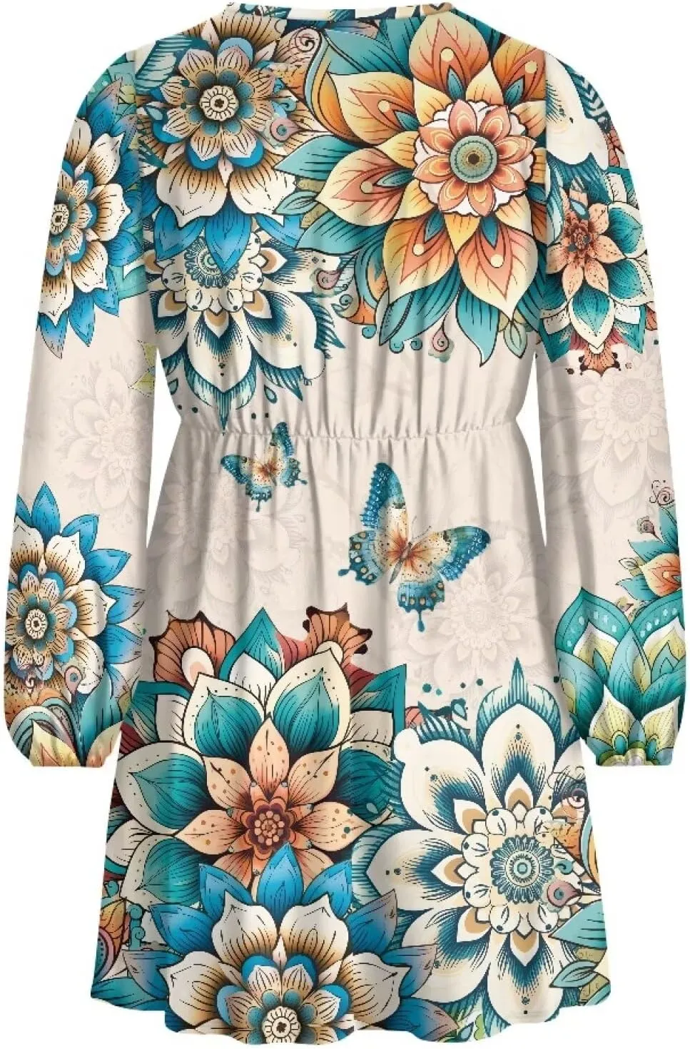 Biyejit Womens Casual Dress Fall Winter Long Sleeve Shift Tunic Dress Hide Belly Swing Mini Dress Plus Size S-2XL