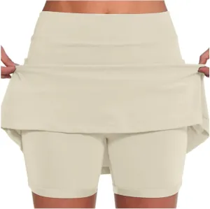 Black Mini Skirt with Shorts High Waisted Womens Skorts with Pockets Tummy Control Plus Size Athletic Sports Skirt