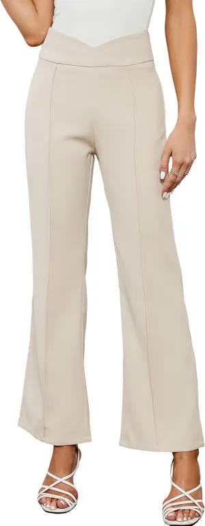 Blooming Jelly Womens Dress Pants High Wasited Wide Leg Business Casual Work Pants Khaki Trendy Trousers