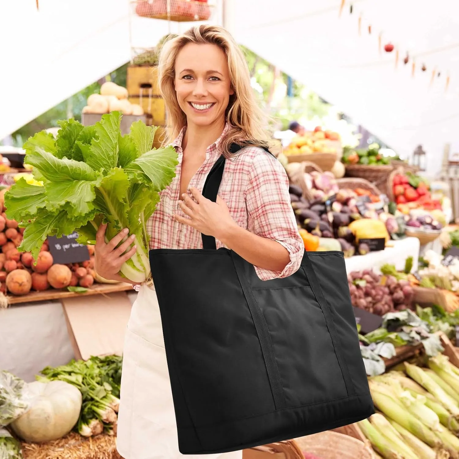 Blue Light Tote Bag for Women Reusable Grocery Bags Insulated Cooler Bag Totes Handbags Shopping Bags