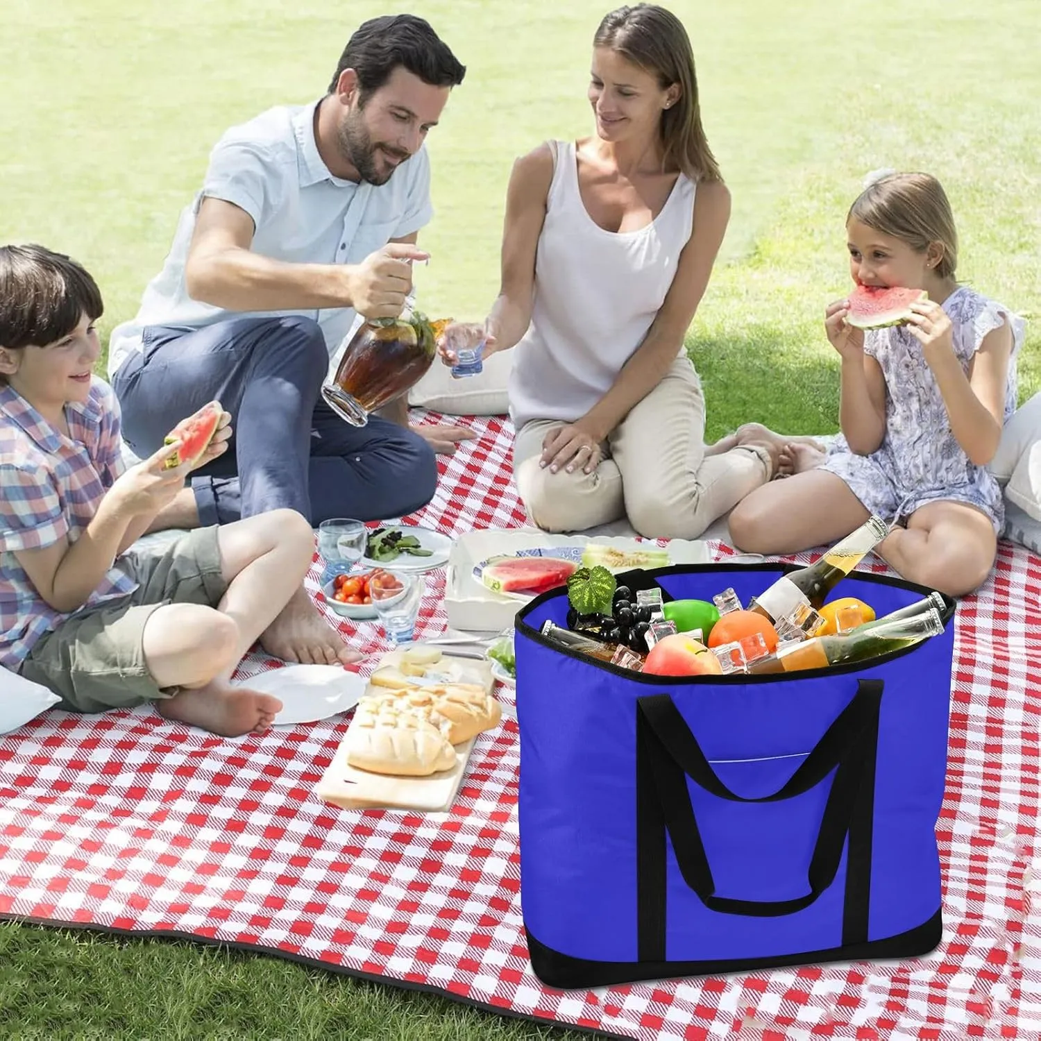 Blue Light Tote Bag for Women Reusable Grocery Bags Insulated Cooler Bag Totes Handbags Shopping Bags