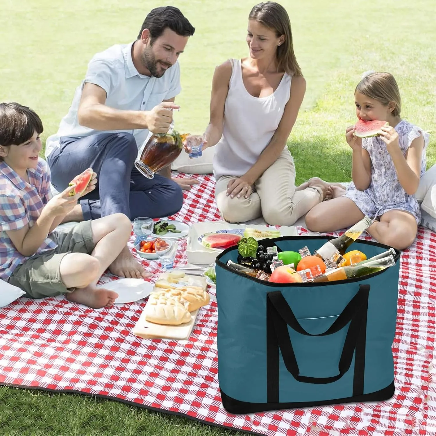 Blue Light Tote Bag for Women Reusable Grocery Bags Insulated Cooler Bag Totes Handbags Shopping Bags