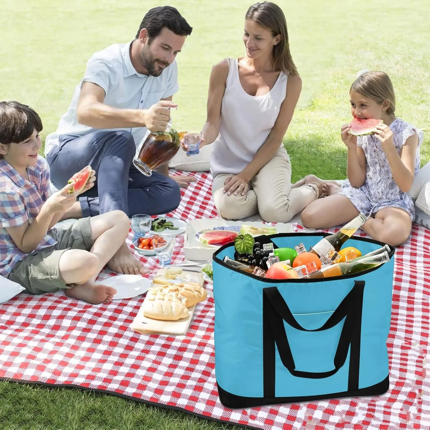 Blue Light Tote Bag for Women Reusable Grocery Bags Insulated Cooler Bag Totes Handbags Shopping Bags