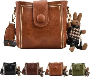 Bootara Bucket Bag, Bootara Women'S Vintage Bunny Charm Bucket Bag Convertible, Vintage Retro Small Water for Women
