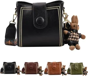 Bootara Bucket Bag, Bootara Women'S Vintage Bunny Charm Bucket Bag Convertible, Vintage Retro Small Water for Women