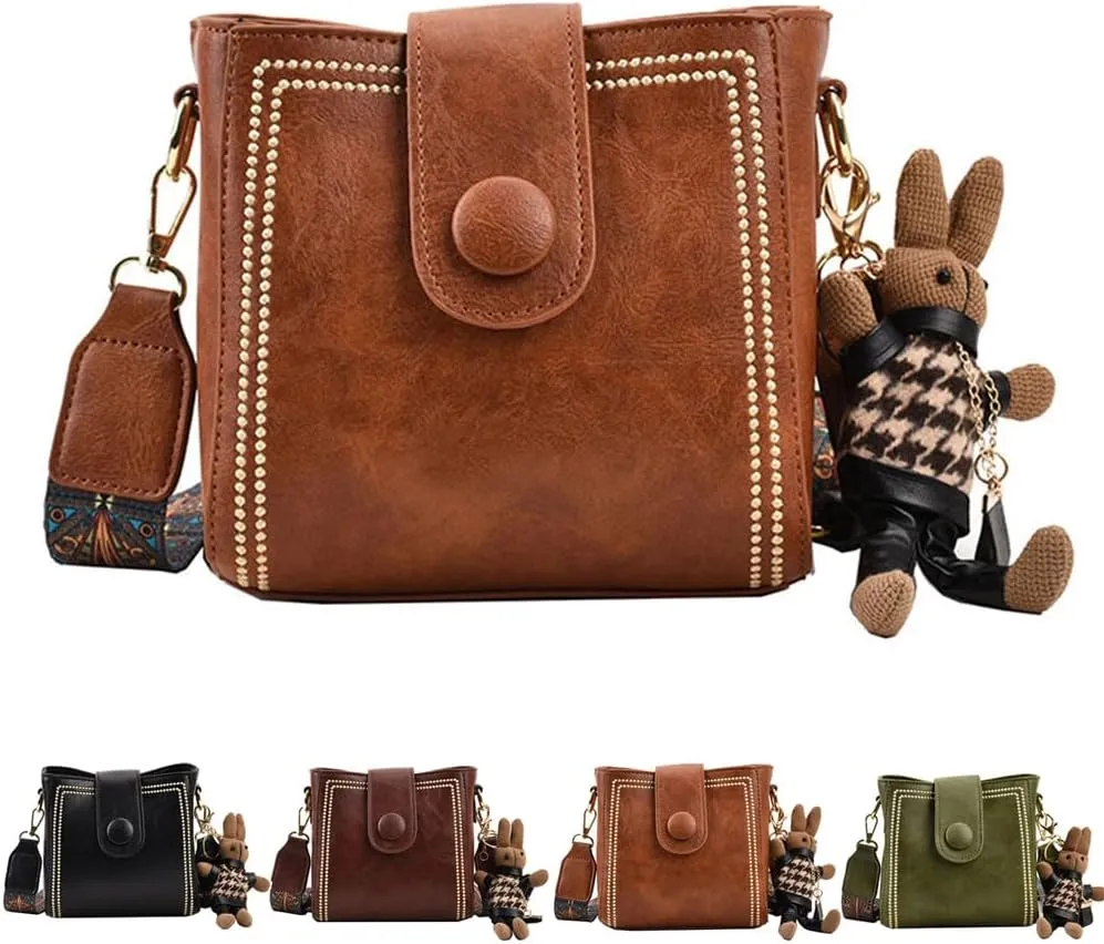 Bootara Bucket Bag, Bootara Women'S Vintage Bunny Charm Bucket Bag Convertible, Vintage Retro Small Water for Women