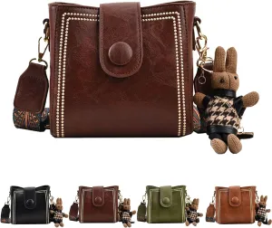 Bootara Bucket Bag, Women's Vintage Bunny Charm Bucket Bag with Adjustable Wider Shoulder Strap, Spacious Travel Tote