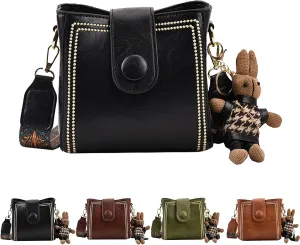 Bootara Bucket Bag, Women's Vintage Bunny Charm Bucket Bag with Adjustable Wider Shoulder Strap, Spacious Travel Tote