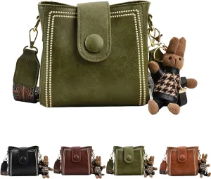 Bootara Bucket Bag, Women's Vintage Bunny Charm Bucket Bag with Adjustable Wider Shoulder Strap, Spacious Travel Tote