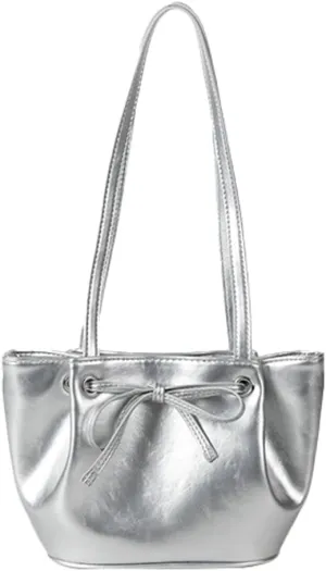 Bow Detail PU Bucket Bag for Women, Summer Trendy Underarm Shoulder Purse, Elegant & Unique Crossbody Handbag