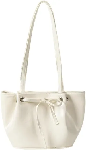 Bow Detail PU Bucket Bag for Women, Summer Trendy Underarm Shoulder Purse, Elegant & Unique Crossbody Handbag