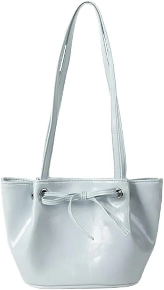 Bow Detail PU Bucket Bag for Women, Summer Trendy Underarm Shoulder Purse, Elegant & Unique Crossbody Handbag