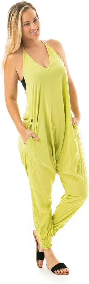 Buddha Pants Harem Jumpsuit - Casual Jumpsuits for Women, Comfortable Cotton Jumpsuit with Pockets  Boho Relaxed Summer Wear