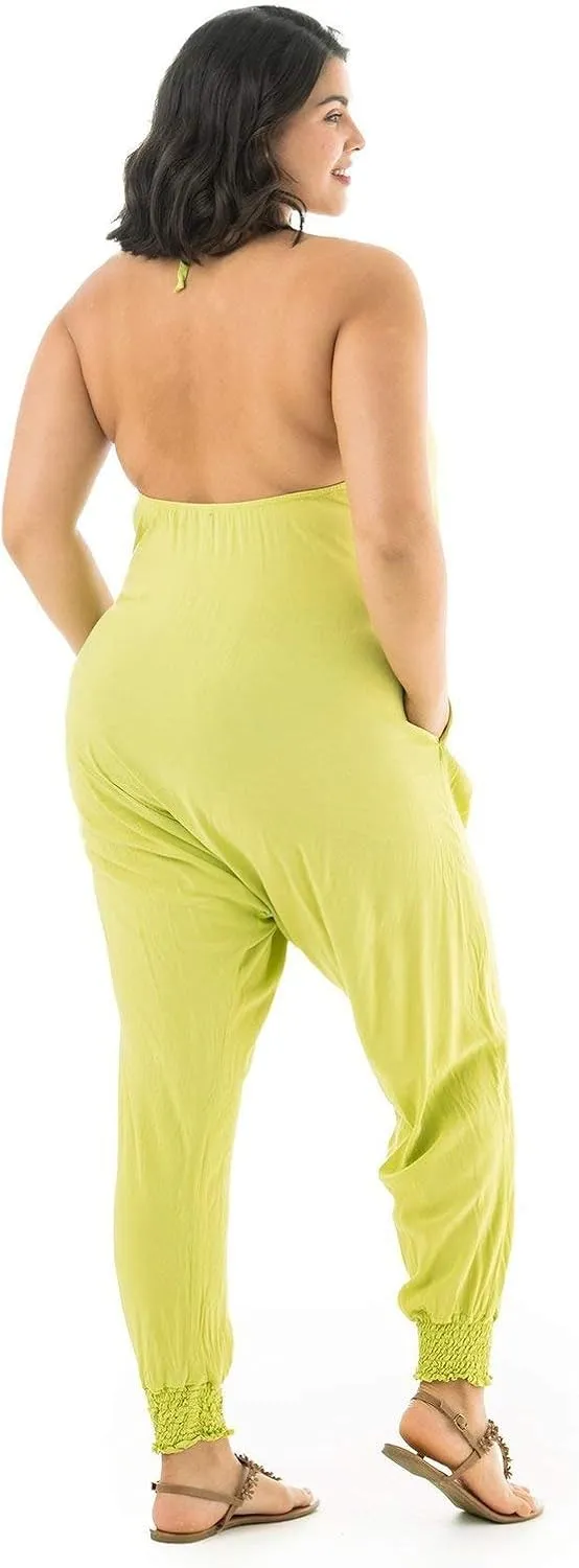 Buddha Pants Harem Jumpsuit - Casual Jumpsuits for Women, Comfortable Cotton Jumpsuit with Pockets  Boho Relaxed Summer Wear